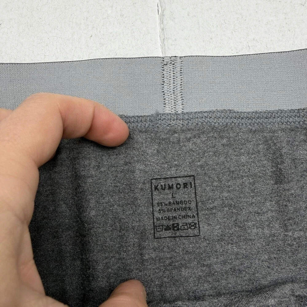 KUMORI Briefs Mens Large Gray Bamboo Spandex Stretch Tagless Solid Underwear